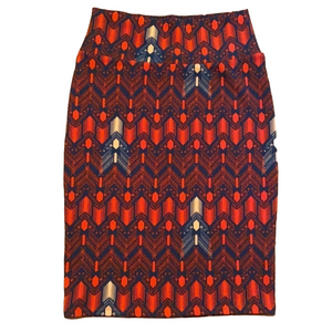 NWT LuLaRoe Cassie Pencil Skirt Small Orange Blue
